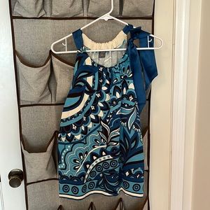 Ann Taylor Patterned Top w/Ribbon Tie